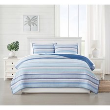 Oceanfront Resort 2pc Twin Clearwater Yarn Dye Striped Quilt Set picture