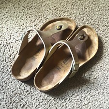 Birkenstock Women's Beige Leather Strappy Buckle Sandals US 7 EU 38 picture