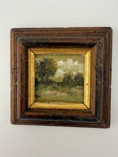 ORIGINAL landscape mini painting in handmade vintage style ornate frame picture