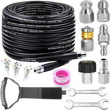 100FT Sewer Jetter Kit for Pressure Washer, 5800PSI Drain Black -100FT hose picture