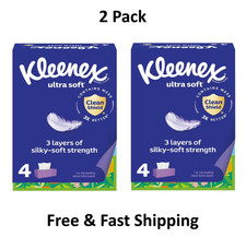 Kleenex Ultra Soft Facial Tissues, 4 Flat Boxes, 120 Tissues per Box, 3-Ply( 2Pk picture