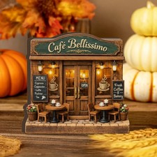 Personalized Cafe Wooden Block Miniature Custom Cafe Name Rustic Coffee Shop picture