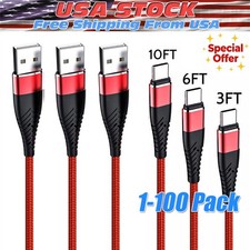 Braided USB Type-C USB-C to USB-A Fast Charge Cable Charger Lot Charging Cord picture