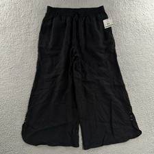 John Mark Womens Pants Black Large Wide Leg Cropped Amalfi Coast Rayon Blend picture