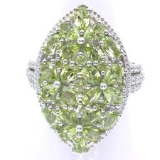 Djoy Peridot Zircon Platinum Over Sterling Silver Split Shank New Size 7 Ring picture