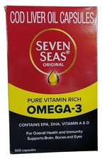 Seven Seas Cod Liver Oil Capsules | Omega 3 | Daily Wellness Supplement 500 Cap picture