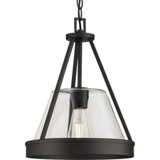 Progress Lighting Aleswith Collection 12 in. 1-Light Matte Black Rustic Pendant picture