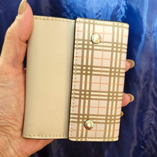 AUTHENTIC BURBERRY Women's Pink/ Plaid Bifold Wallet Card Holder w Snap Closure picture