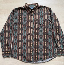 Wrangler Western Brushpopper Pearl Snap Shirt Vintage XL Brown Multicolor EUC picture