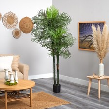 5.5’ Double Robellini Palm Tree UV (Indoor/Outdoor) Home Decor. Retail $164 picture