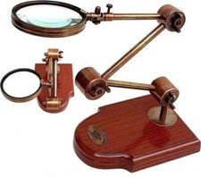 Antique Desk Magnifier Moveable Lens Kelvin & Hughes London Marine Adjustable Ma picture