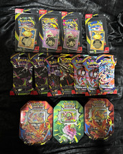 Pokemon TCG Sealed Lot 7 Sleeved Boosters 4 Coin Promo Blisters 3 Collector Tins picture