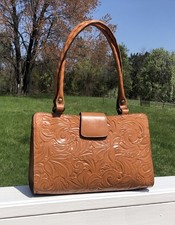 Patricia Nash rienzo cognac leather satchel picture