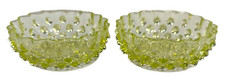 HOBBS BROCKUNIER VASELINE DEW DROP RUFFLE RIM PAIR OF BOWLS UV REACTIVE picture