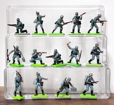 14PC Vtg Britains 70's Plastic & Metal Base WWII Germany Toy Soldiers 60mm picture