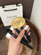 Celin*e Womens 13mm/0.51in Black Leather Belt picture