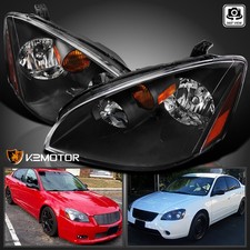 Fits 2002-2004 Altima Black Headlights Amber Corner Lamp Left+Right 02 03 04 picture