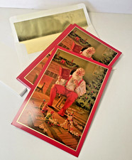 Storytime by Tom Browning Santa and Elves 18 Hallmark Cards Gold Foil Envelopes picture
