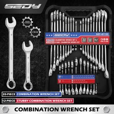 32PC Open Box End Combination Wrench Set SAE Metric 12-Point with Organizer Box picture