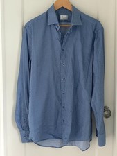 Stenstroms Dress Shirt Mens 16.5 42 Blue Geometric Fitted Body 100% Cotton picture