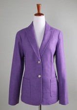 TALBOTS $228 Purple Herringbone Chevron Lined Wool Blazer Jacket Top Size 6 picture
