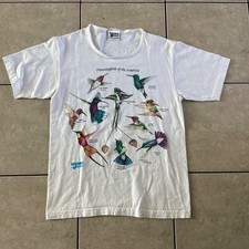 Vintage discovery Hummingbirds Flower Art White Floral T-Shirt Size Women’s M picture
