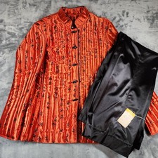 VINTAGE 70s Hostess Set Womens 12 Shiny Satin Asian Arnel Union Made in USA NWT picture