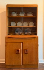 1951 Antique china cabinet with a wheat finish in great condition picture