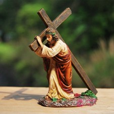 Jesus Carrying Cross Statue Religious Jesus Statues Resin Jesus Figurine Decor picture