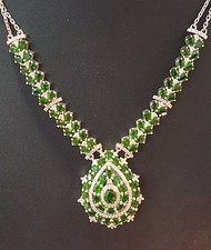 Jtv Chrome Diopside And White Zircon Statement Necklace.... picture