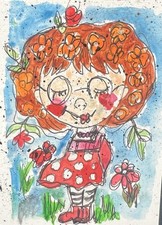 ACEO, OOAK, Whimsical Girlie, KarenPCannonArt picture