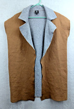 Bobeau sz L Open Front Cardigan Sweater brown gray sleeveless 0859 picture
