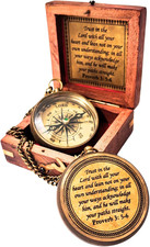 Trust in the Lord - Proverbs 3: 5-6 Engraved Compass, Wood Box Greeting, Inspira picture