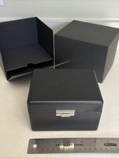 Authentic Zenith Black Leather Inner Watch Box w/ Slide Lock & Outer Box Set picture
