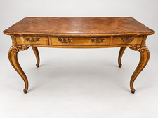 Elegant French Provincial Style Wood Desk Carved Cabriole Legs 3 Drawers Home picture