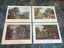 Literary Landmarks Lithograph Prints Set of 4 Currier & Ives Easy to Mat & Frame picture