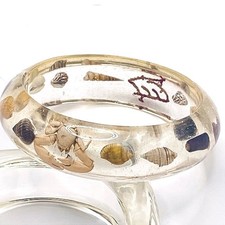 Vintage Lucite Seashell Crab Bangle Bracelet Coastal Nautical Beach Statement picture