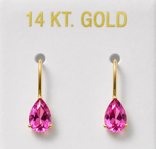 GENUINE 1.24 Cts PINK SAPPHIRE DANGLING EARRINGS 14K SOLID GOLD -Free Appraisal picture