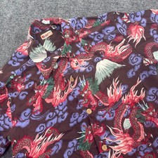 Sun Surf Button Down M Brown Dragon Mount Fuji Rayon Aloha Shirt SS39227 Men's picture