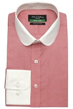Men's Red Penny Round Club Collar Shirt 1950s Vintage Edwardian Theatre Costume picture