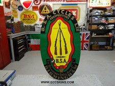VINTAGE BSA MOTORCYCLE 3 guns Standing DEALER EMBOSSED SIGN PARTS  EC0002 picture
