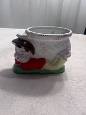 Vintage Made in Japan Ceramic Figural Planter Man Carrying Basket MCM Kitsch picture