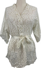 Cinema Exoile Size Medium Robe Bridal White Lace Pearl Accents Tie Seductive Wea picture
