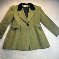 Atelier 77 Paris Vintage Wool Cashmere Angora Blazer Green Black French Jacket picture