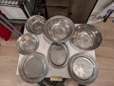 vintage pewter 7 piece set picture
