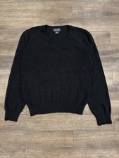 Vintage 80s Golden Hawk V Neck Sweater Black Grunge Preppy Grandpa Acrylic Men L picture