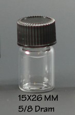 144 Pcs Clear 5/8 Dram Glass Vials w/ Cone Liner caps [15mmX26mm] picture