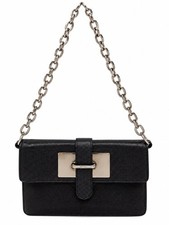 Furla Black  Leather Chain Shoulder Bag Flap Purse picture