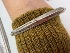 Native American Sterling Bracelet Bangle Signed Stamped Bevel 8 Inches picture