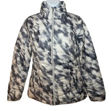 Athleta Altitude Lightweight Goose Down Puffer Jacket Women XS Full Zip Abstract picture